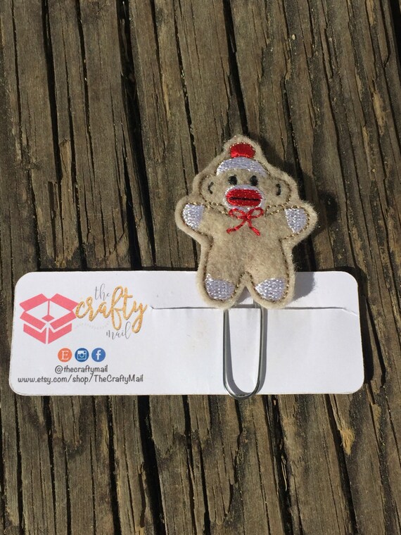 Sock Monkey Clip/Planner Clip/Bookmark. Monkey planner clip