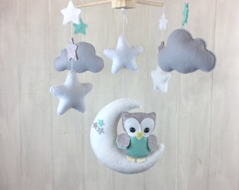 Baby mobile - owl mobile - moon mobile - cloud mobile - gender neutral mobile - star mobile