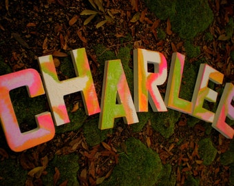 Kids Name Letters - Nursery Letters - Hand Painted - Rustic Block Font