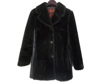 SNUGKOAT Coat Faux Fur Brown UK 10/12 Faux Leather 1970s