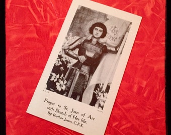 JOAN of ARC DEVOTION Vintage Antique Prayer Card & Life Story