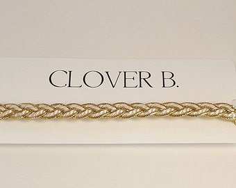 White and Gold Braid Choker Necklace