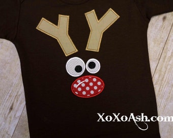 Christmas Reindeer Face--Boy or Girl--Embroidered shirt or Bodysuit