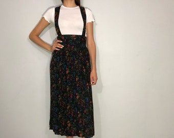 1980s floral jumper dress
