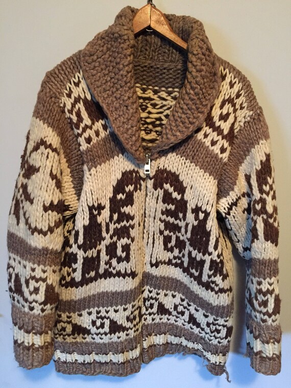 Beautiful vintage thunderbird cowichan sweater siwash wool