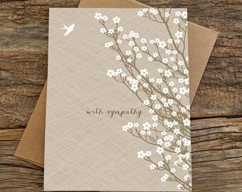sympathy card / condolences card / bird and blossoms