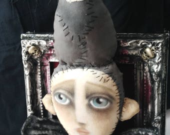 Grey Elf-art doll-portrait-painted dolls-strange doll-decoration-pixie-elf-creatures-OOAK