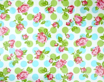 Laminated cotton aka oilcloth Freespirit Tanya Whelan Falling Roses Blue