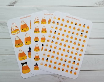 Kawaii Halloween Candy Corn Planner Stickers- Perfect For Any Planner- Erin Condren, Happy Planner, Filofax