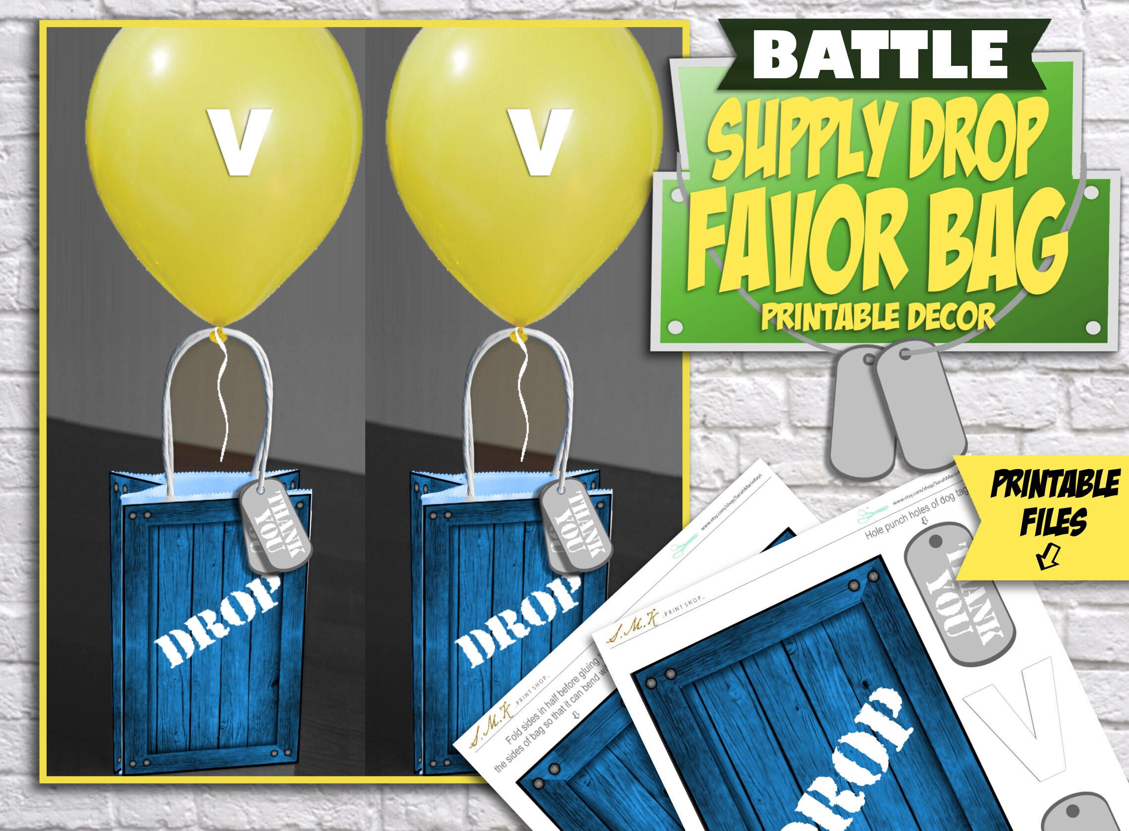 Fortnite Inspired Supply Drop Favor Bags Printable Party Bag