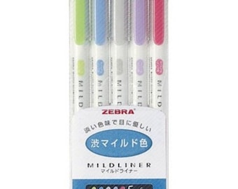 Zebra Highlighter Mildliner, 5 Color Set, Cool & Refined Set