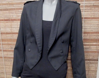 Blazer Hot Ticket Black Pointed Hem Vintage Open Blazer Jacket Sz M