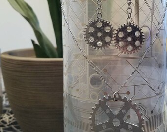 Steampunk Gear Earrings/Necklace