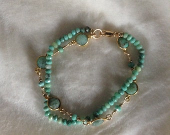 Green moss opal and chrysoprase bracelet