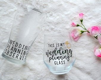 Wedding planning set, Wedding planning glass, Wedding planning observer, Bride to be set, Engagement gift, Bridesmaid wine, Bride and Groom