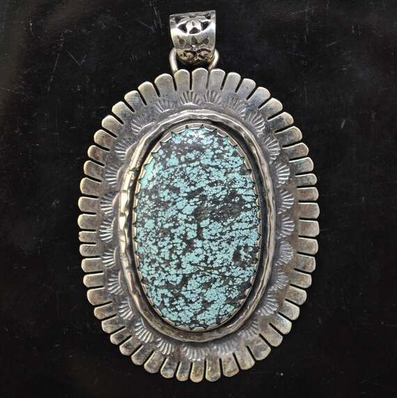 Sterling Silver Tibetan Turquoise Pendant Native American Style #9107