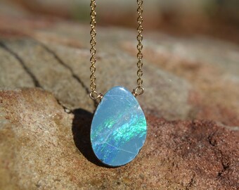 Boulder Opal Necklace on Gold Chain October Birthstone