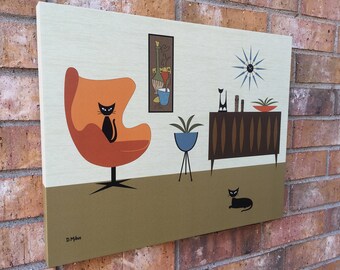 16 X 20 THICK Canvas Print, Mid Century Modern Inspired