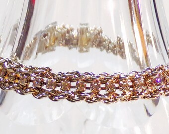 Vintage Gold Chain surrounding Swarovski Rhinestone Tennis Bracelet