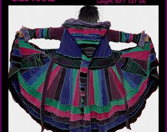 elf coat, fairy coat, rainbow coat, velvet coat, patchwork coat, gypsy coat, hippie coat, boho coat, size XXXL, plus size
