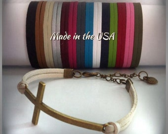 Christian jewelry for woman Sideways Cross bracelet Charm bracelet Faith Bracelet Friendship bracelet Christian gift Cross jewelry