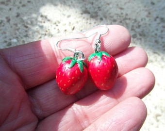 Earrings "strawberries antlers" made of cold porcelain