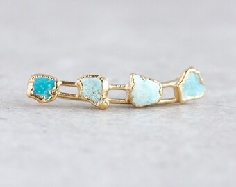 ear climber | ear crawler | turquoise ear cuff | raw turquoise earrings | turquoise studs | december birthstone studs | turquoise climber