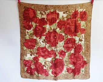 Vintage scarf floral abstract 66cm x 67cm