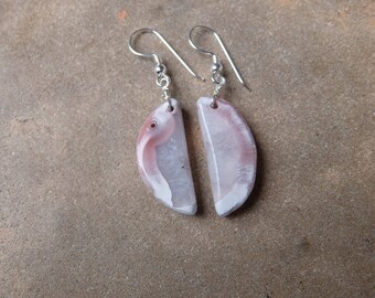 Gem stone earrings - Agate & Quartz ethically sourced crystals from Australia - pink white jewelry