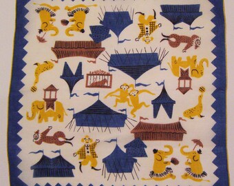 Vintage Designer Tammis Keefe Circus Hankie