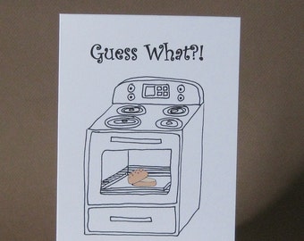 Pregnancy Card, Funny Pregnancy Announcement – Bun in the Oven, Pregnancy Reveal, We're Pregnant, Having a Baby, We're Expecting