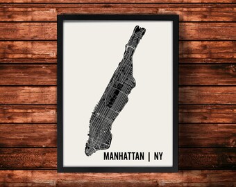 Manhattan Map Artwork | Map of Manhattan | Manhattan New York Map | Manhattan City Map | Manhattan Poster | Manhattan Wall Art Print