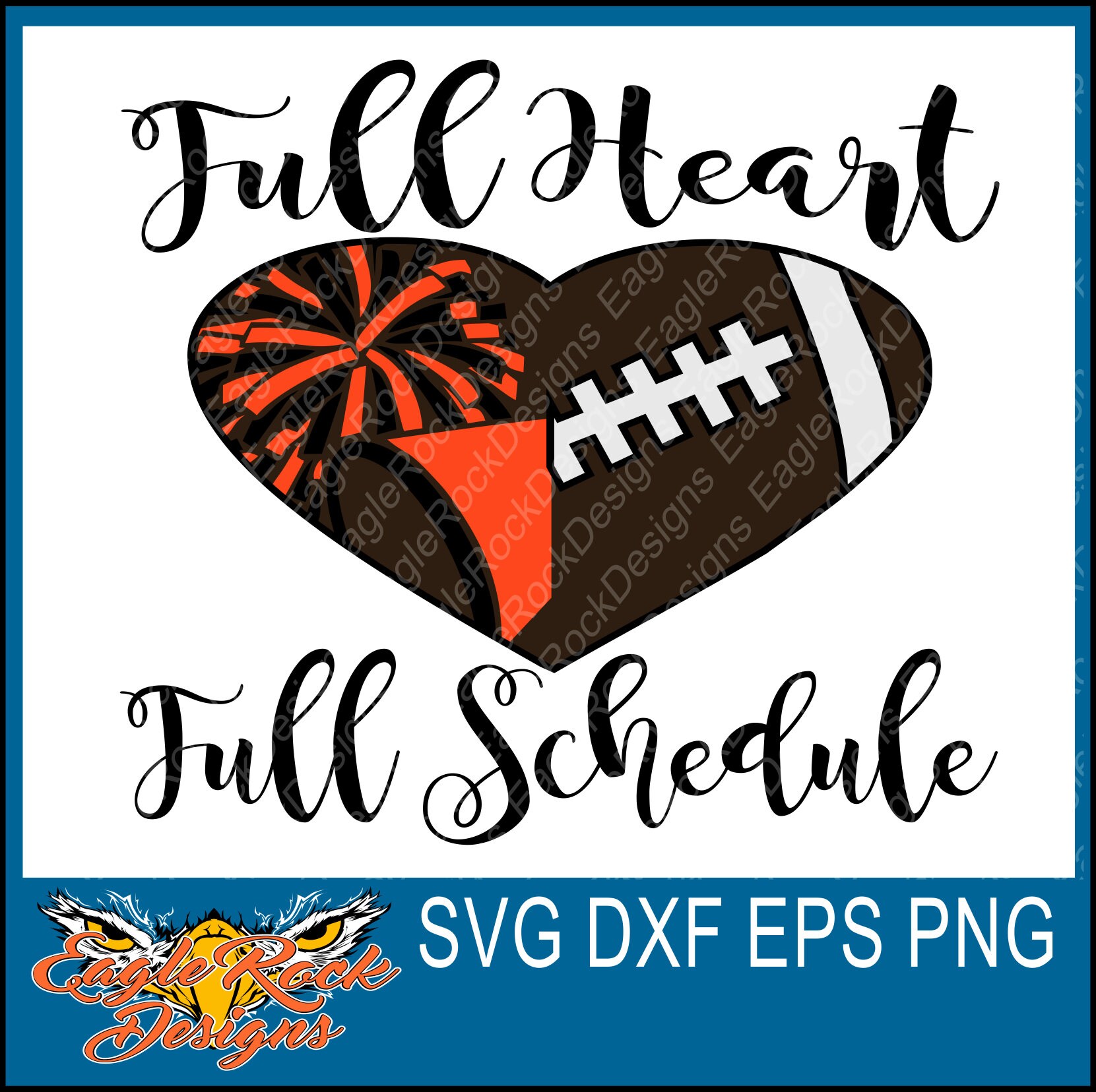 Download Full Heart Full Schedule Football Cheer SVG DXF EPS