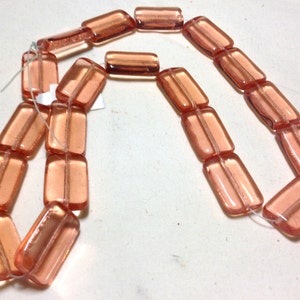 Vintage Transparent Peach Triangular Czech Glass Pressed Beads (20 per strand)