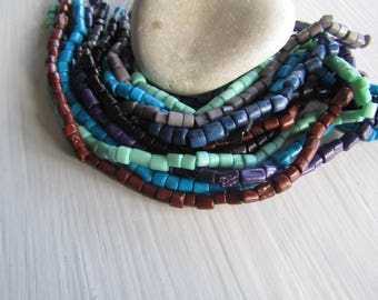 mix tube bone beads, rondelle barrel spacer Bone beads, rough Irregular look, boho exotic beads 4 to 7mm long (70 beads) 7bb5-mix