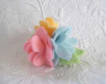 Felt Flower Brooch Wool Pin Felted Corsage Pink Yellow