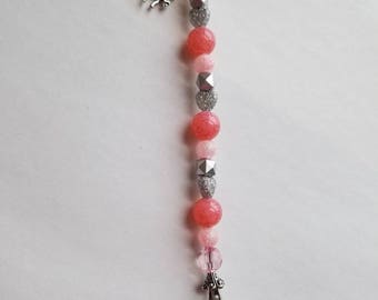 Bead Roach Clip Pink Silver Glitter Unicorn Charm