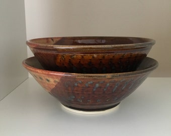 Nesting Bowls, Stacking Bowls, Ceramic Bowl Set, Serving Bowls, Pottery Bowls, Ceramics and Pottery, Brown Rustic Nesting Pottery Bowls