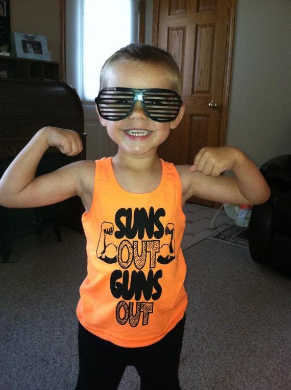 Download kids suns out guns out tank top t shirt youth cute summer