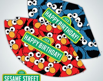 INSTANT DOWNLOAD - Sesame Street inspired Party Hats - 2 Different Designs - Party Printables - DIY Birthday