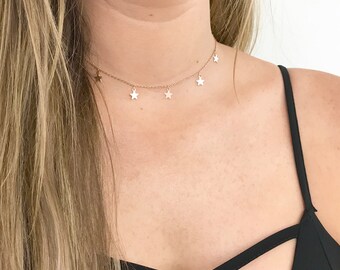 Rose Gold Star Necklace, Charm Necklace, Rose Gold Star, Gold Chain Necklace, Dainty Gold Necklace, Star Choker, Star Necklace, A13A