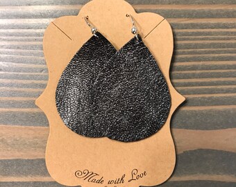 Charcoal metallic teardrop earrings.