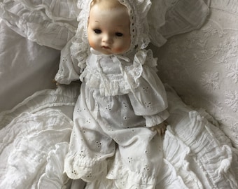Antique * baby doll * China head doll * Armand Marseille style 341/4*Künstlerpuppe*CoeursDeCaschel*Spitze*Brocante*19.Jhdt.*Doll*Edwardian