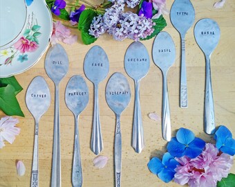 Vintage Stamped Spoon Garden Marker for Herbs (Teaspoon) ~ Teachers Gift ~ Fathers' Day ~ Upcycled Gardening ~ Rustic Housewarming Present