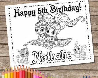 Shimmer and Shine Digital Birthday Coloring Pages, 6 Shimmer and Shine Printable Coloring Pages