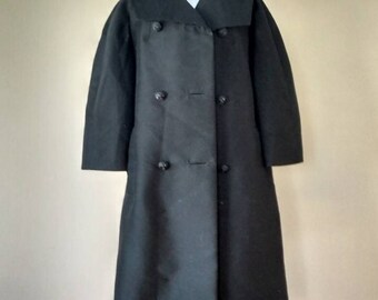 M / Opera Coat "Studio/Young Internationals" Black Knee Length From The 60s / Medium