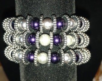 Purple and silver wrap bracelet