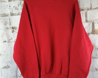 Vintage 90s Crew Neck Raglan Sleeve Sweatshirt- Size XL- Made in the USA-Fruit of the Loom Maroon/Cranberry