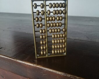 Vintage abacus, Chinese abacus, Small metal abacus, Decorative solid brass abacus, Vintage calculator, Working Chinese calculator