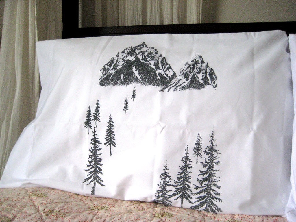 Screen Printed Pillowcases Handmade Pillow Covers set of 2